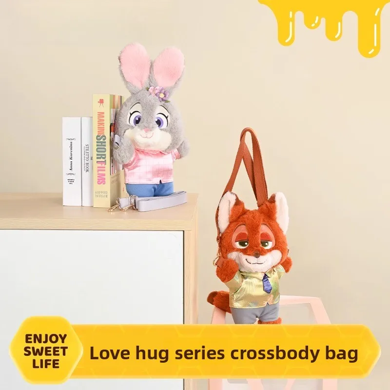 

Cute Animal-Shaped Plush Crossbody Bag Judy Nick Collaboration Large-Capacity Storage Adjustable Strap Birthday Festival Gift