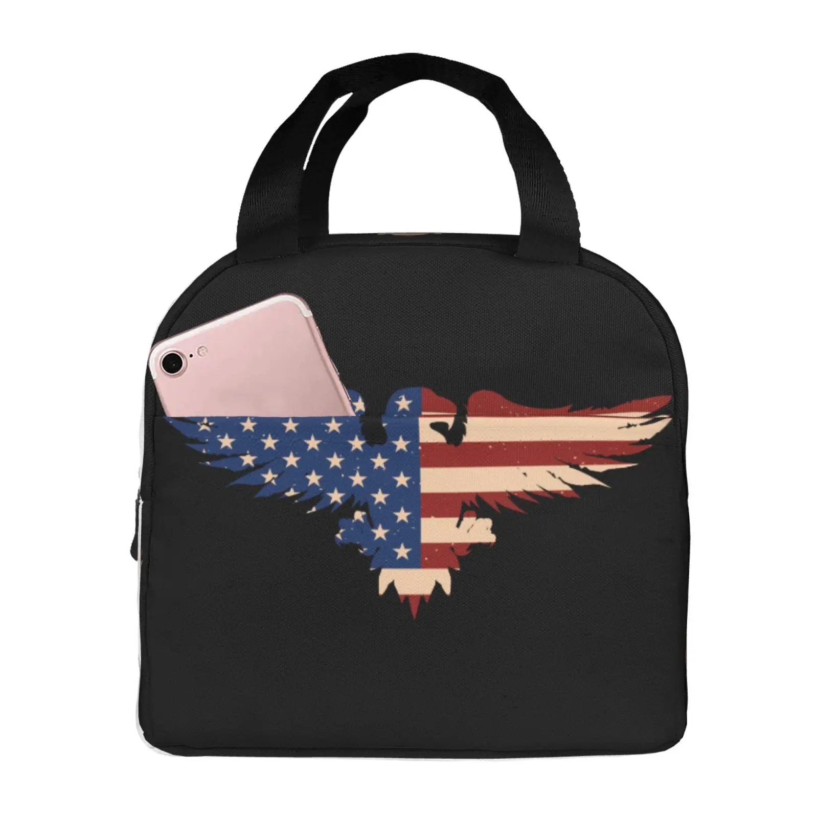 American Eagle USA Flag Insulated Lunch Bag The Nightmare Before Christmas Portable Thermal Cooler Lunch Box Container Tote Bags