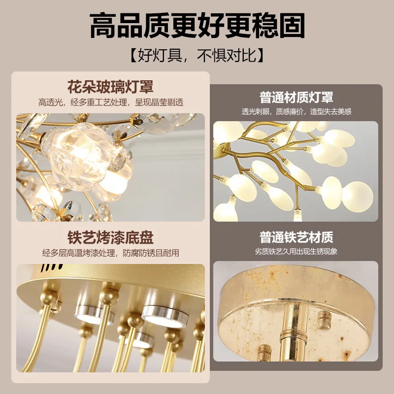 French light luxury living room ceiling light crystal high-end dining room