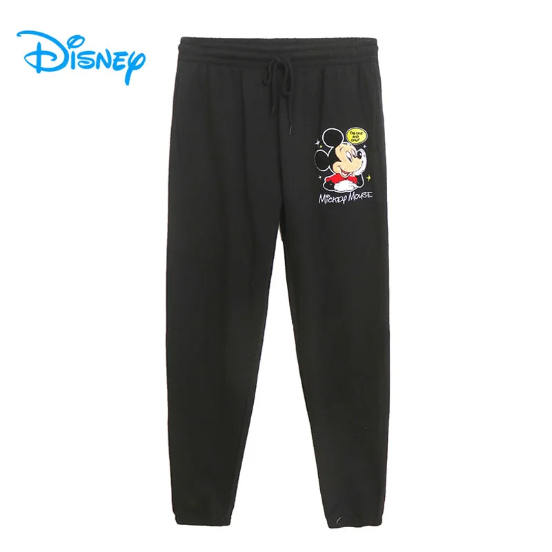 

Disney Mickey Mouse Embroidery Fleece Sweatpants Women Casual Jogging Fitness Running Sports Pants Femme Cartoon Trousers Black