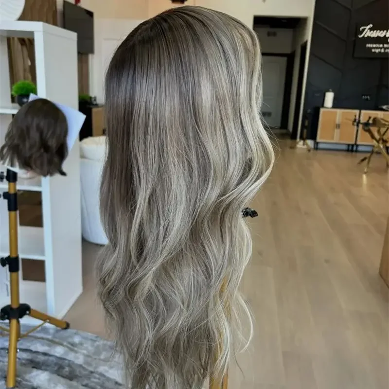 

Soft Highlight Blond Wave Hair 150 density and 13×4 100%human hair wig lace front wig, with baby hair pre plucked