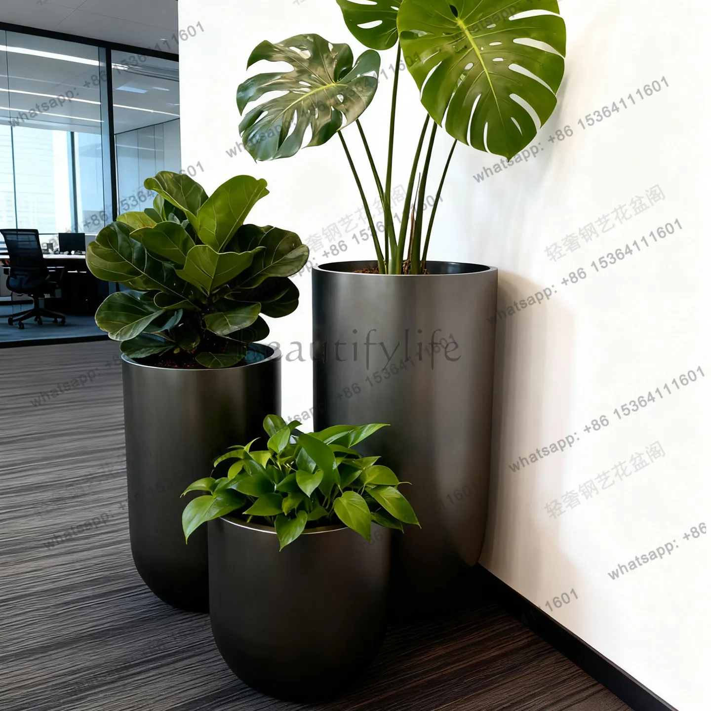 Wrought iron vase baking paint simulation plant use hotel special-shaped shopping mall office building flower tank