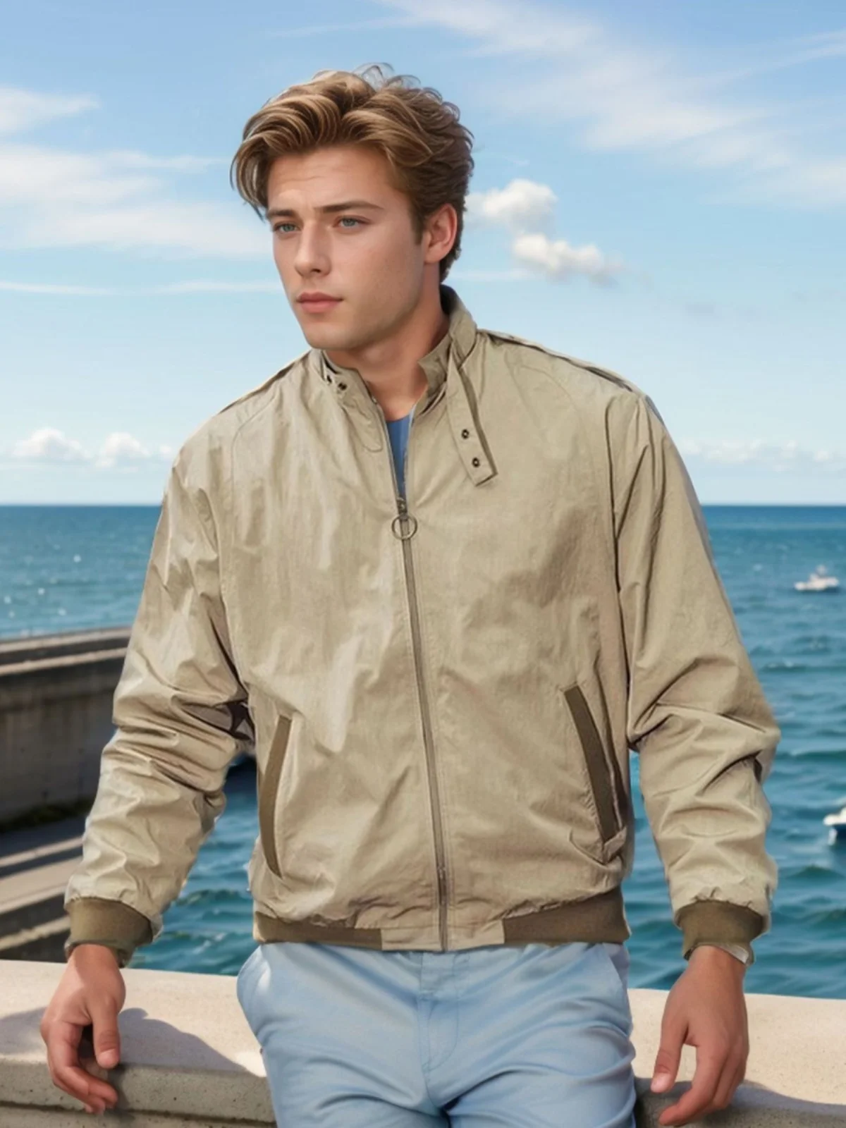 

Мужская рабочая одежда Parisian Faion Jaet, однотонное пальто в рубчик на молнии, весна-осень, рабочее длинное пальто свободного покроя