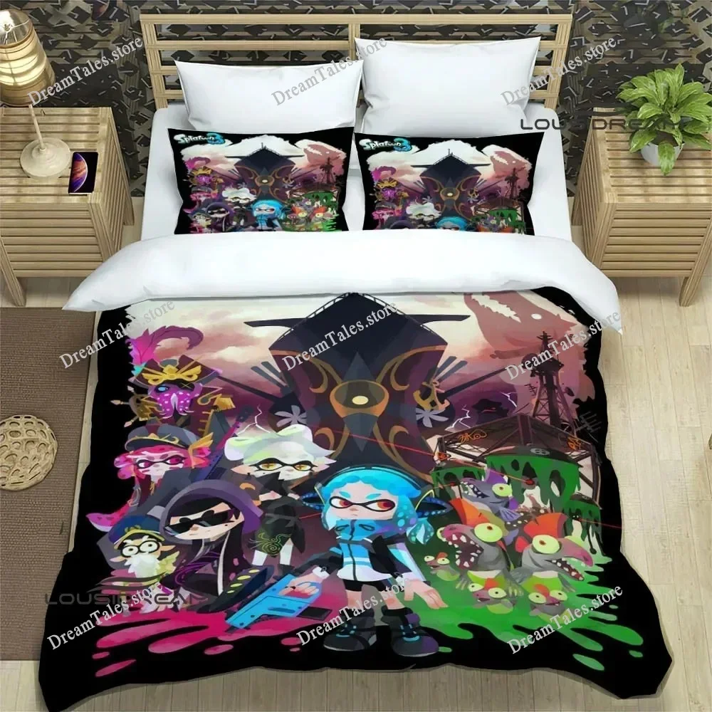 3D Cartoon Game Splatoon Bedding Sets Exquisite Bed Supplies Set Duvet Cover Bed Comforter Set Bedding Set Luxury Birthday Gift