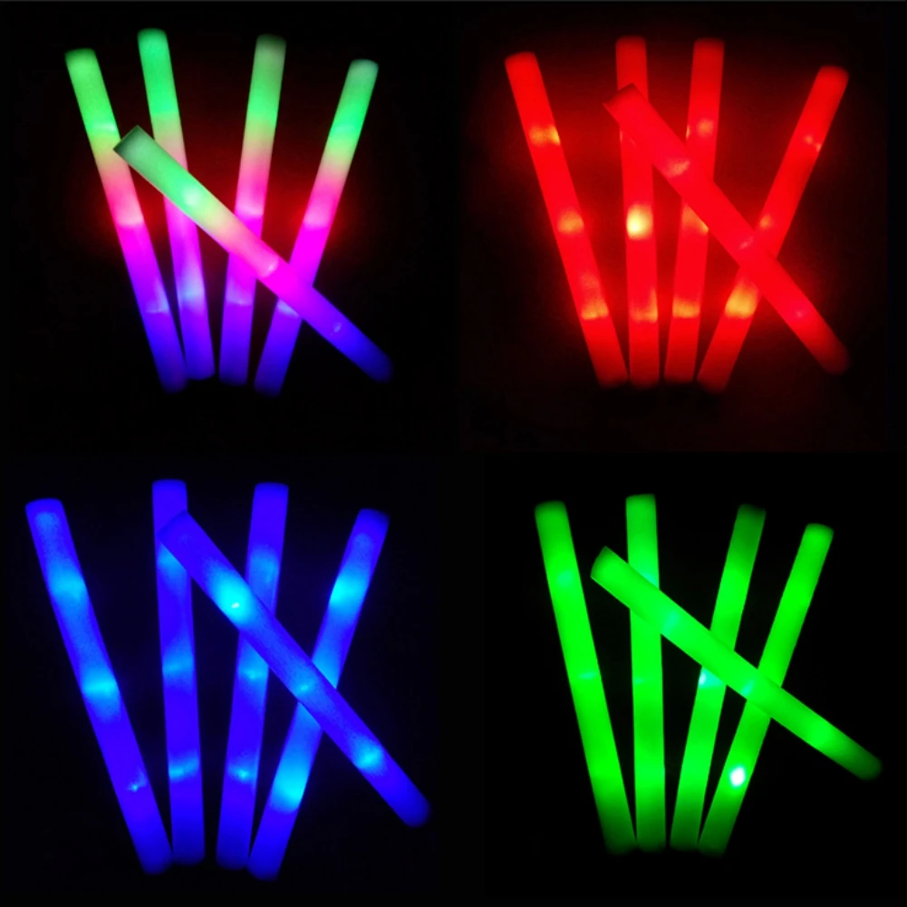 Party Glow Sticks Colorful LED Foam Stick Glow Sticks Cheer Tube LED Glowing in the Dark Light for Event Party Concert 1PC