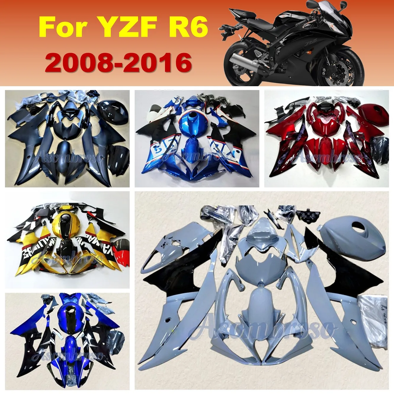 Nardo Grey Fairing Kit fit for YAMAHA YZFR6 2008 2009 2010 2013 2014 2015 2016 YZF R6 08-16 Motorcycle ABS Plastic Fairings