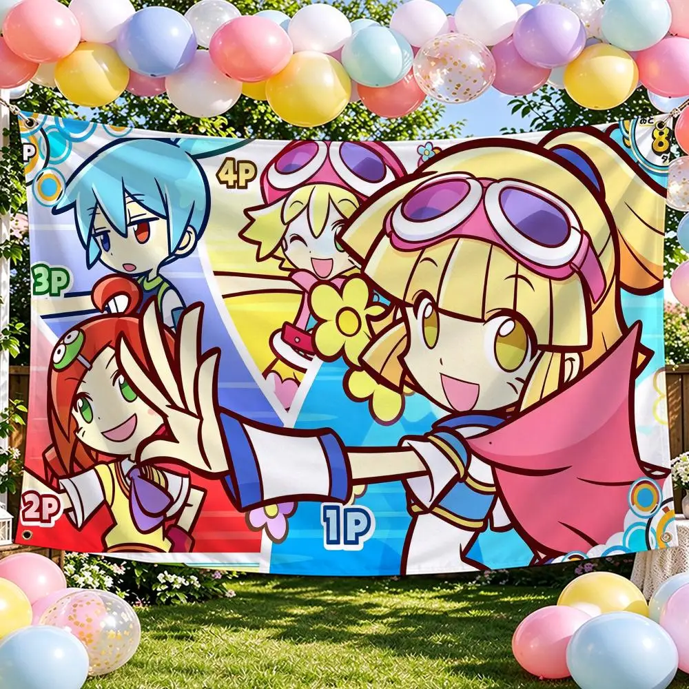 Puyo Pop Fever Flags Banner For Bedroom Outdoor Living Room Restaurant Bar Wall Decor Party