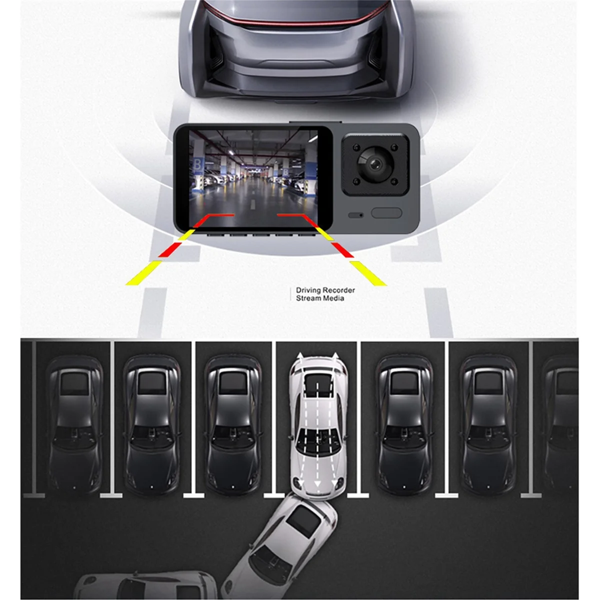 RIRI ダッシュカム フロントおよび内側 WIFI 1080P 32G メモリカード付き 2 インチ画面 170 °   広角ナイトビジョン WDR 24H パーキングモード