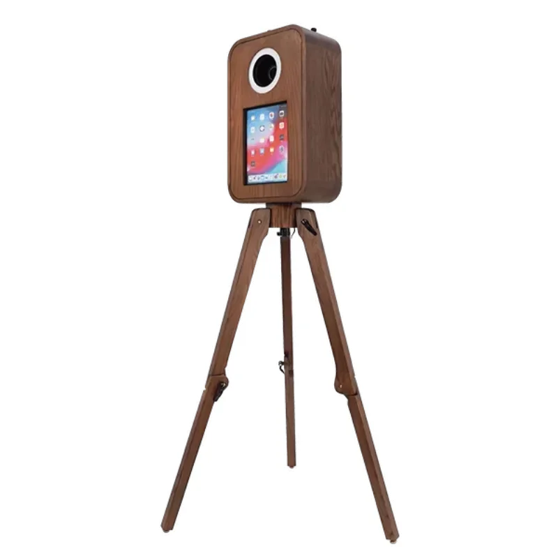 Wooden Ipad Booth 2024 New Design With Back Screen Monitor Vintage Photo Booth Wood Shell For 12.9 IPad For Parties & Events