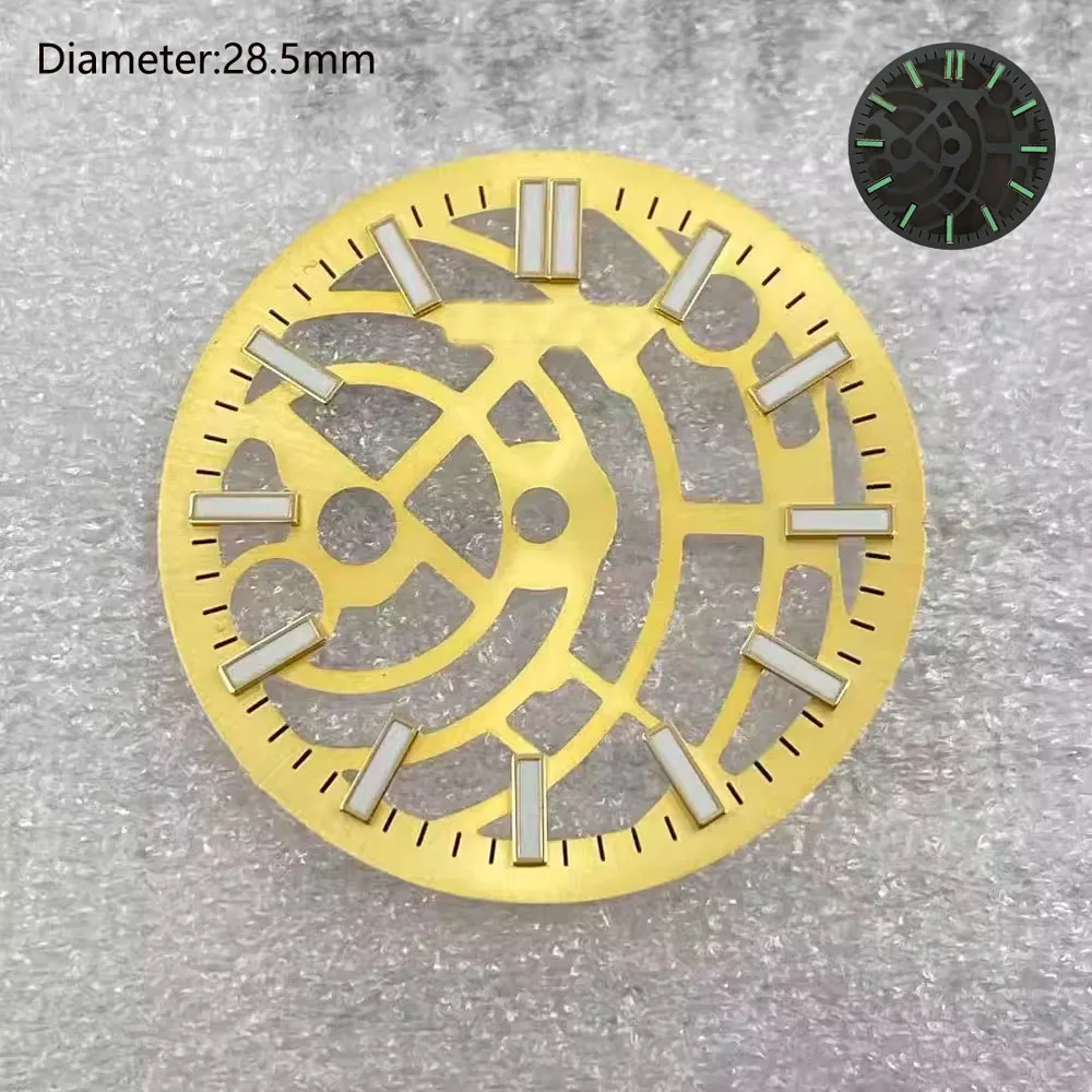 28.5mm nh70 S logo dial ice blue green black open heart s dial for nh70/nh71/nh72 movement skeleton movement dial watchmods image 3