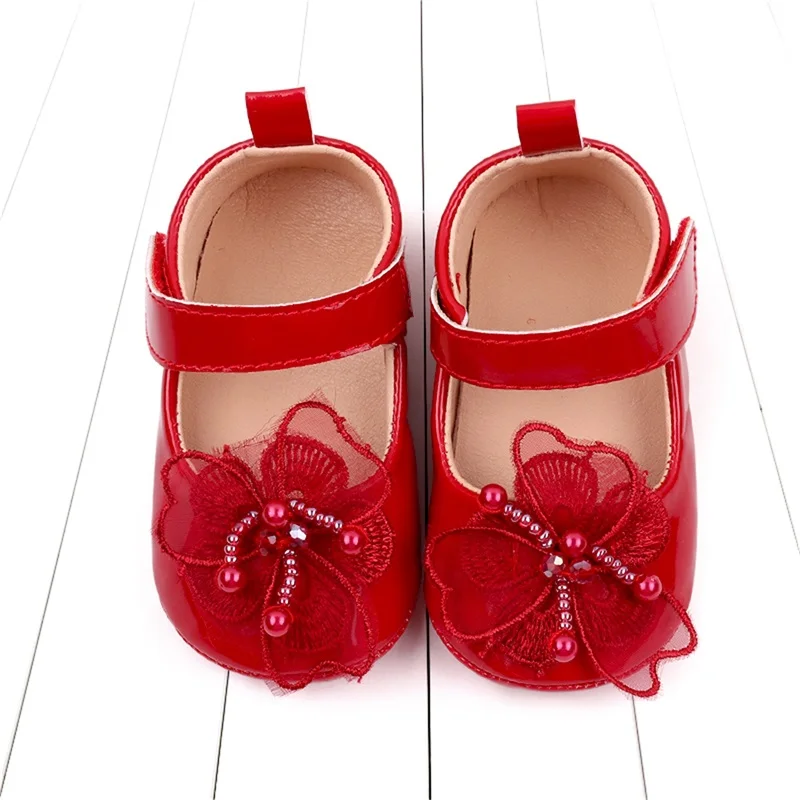 Baby Mädchen Prinzessin Schuhe weiche Pu Leder Blume rutsch feste erste Walker Schuhe Kleinkinds chuhe