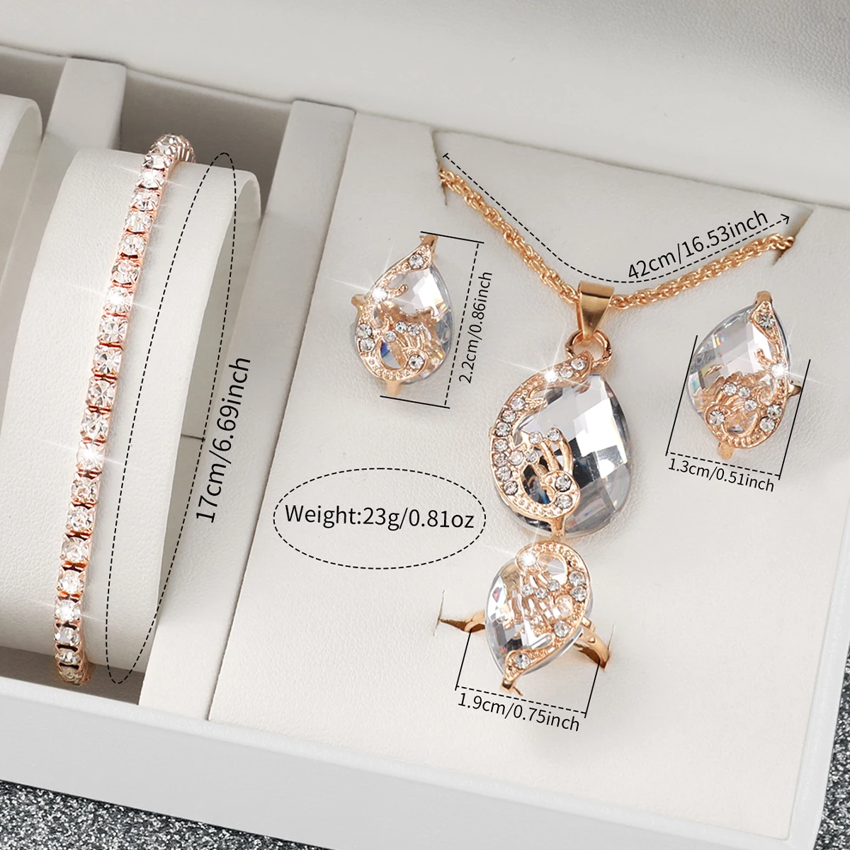 6PCS/Set Women's Watch Fashion Roma Dial Leather Band Quartz Watch Rhinestone Jewelry Set（Without Box）