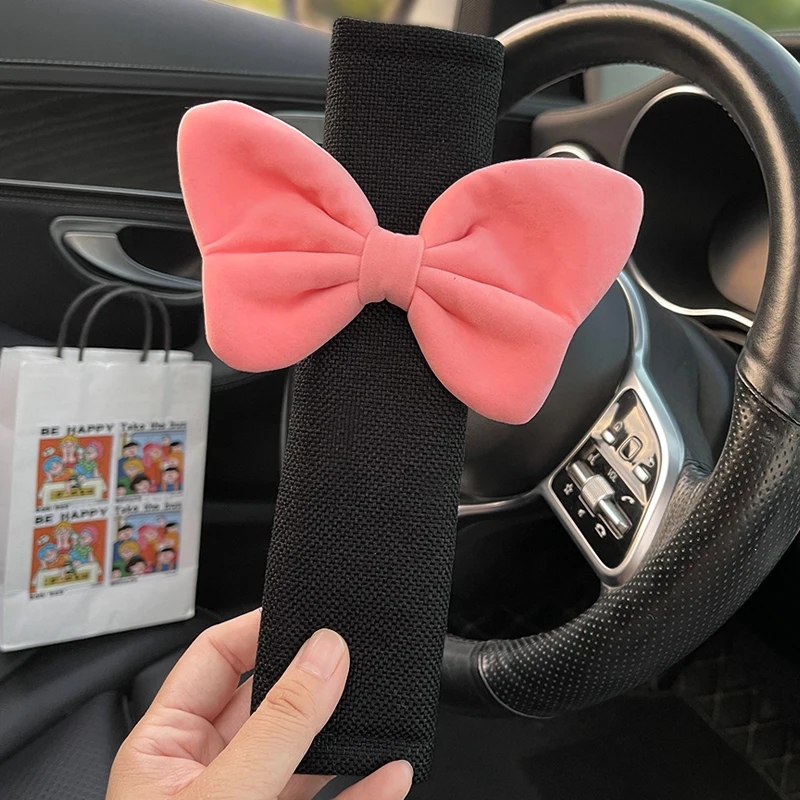 

Автомобильный ремень безопасности, защита на плечо, милый ремень безопасности с галстуком-бабочкой, защита от защемления шеи для девочек, украшение интерьера