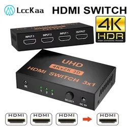 3x1 4K HDMI Switch 3 in 1 Out HDMI Switcher 3 Port Video KVM Switches for HDMI Box PC Monitor Projector Laptop DVD HDTV Xbox