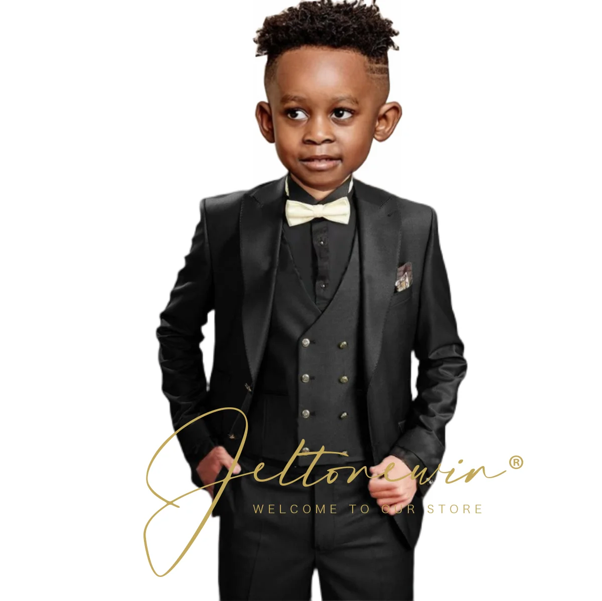 

Boys Black wedding suit dress tuxedo 3-piece suit suitable for 2-16 year old boys customized dinner ceremony tuxedo suit