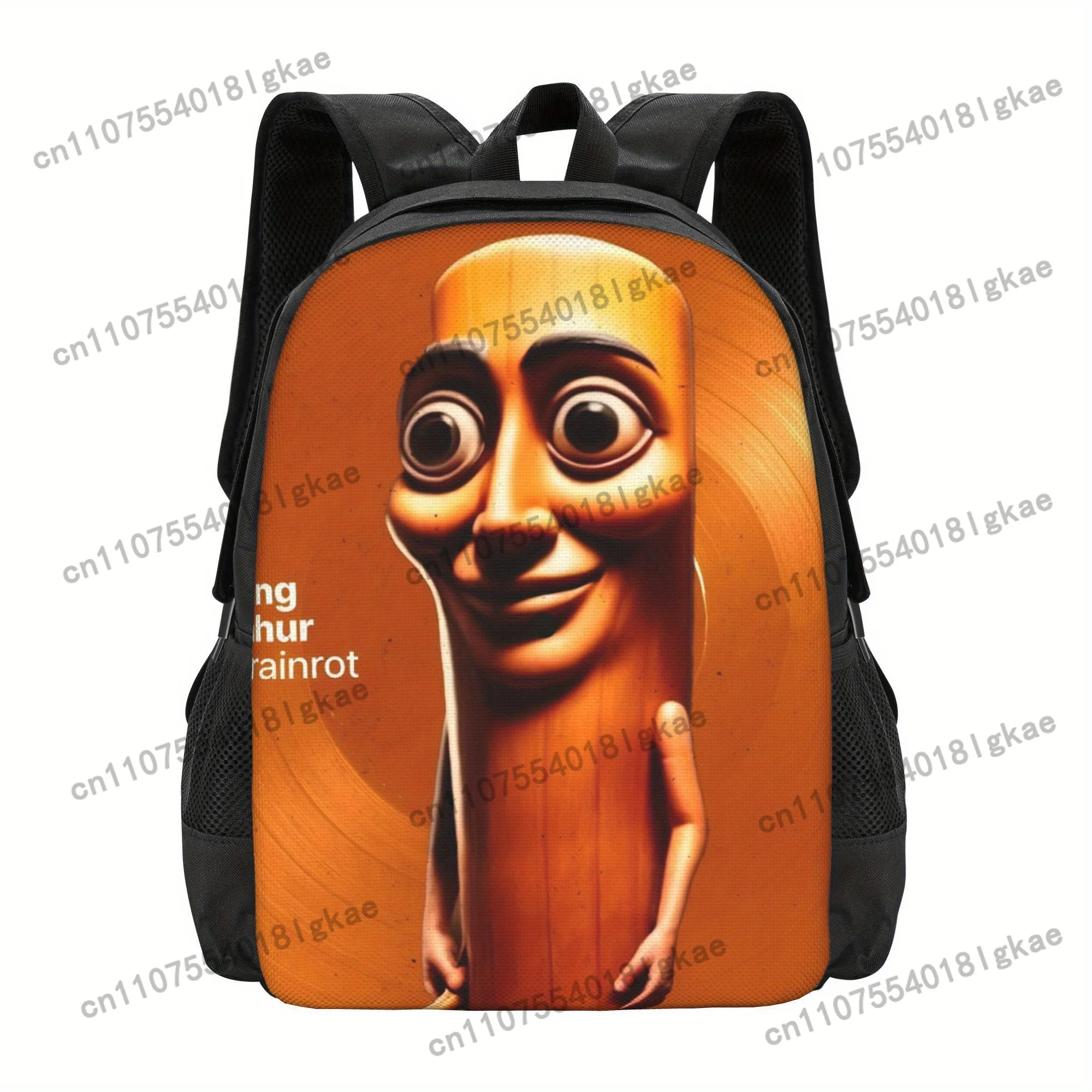 Tung Tung Tung Sahur Backpack 17 Inch - Large Capacity Lightweight School Bag with Funny, Orange & -friendly design, Zipper Clos