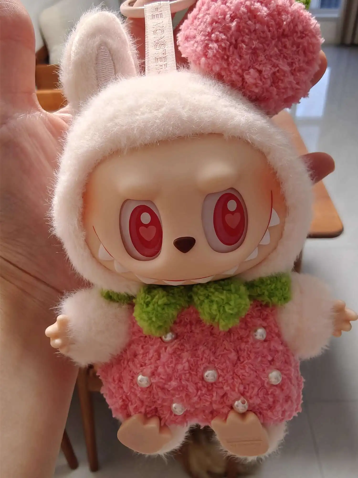 17 centimetri Labubu bambola Vestiti Ciondolo Macaron v1 v2 Fragola Lavorato A Maglia Set Carino Mini Peluche Vestiti della Bambola Vestito Accessori Abbigliamento