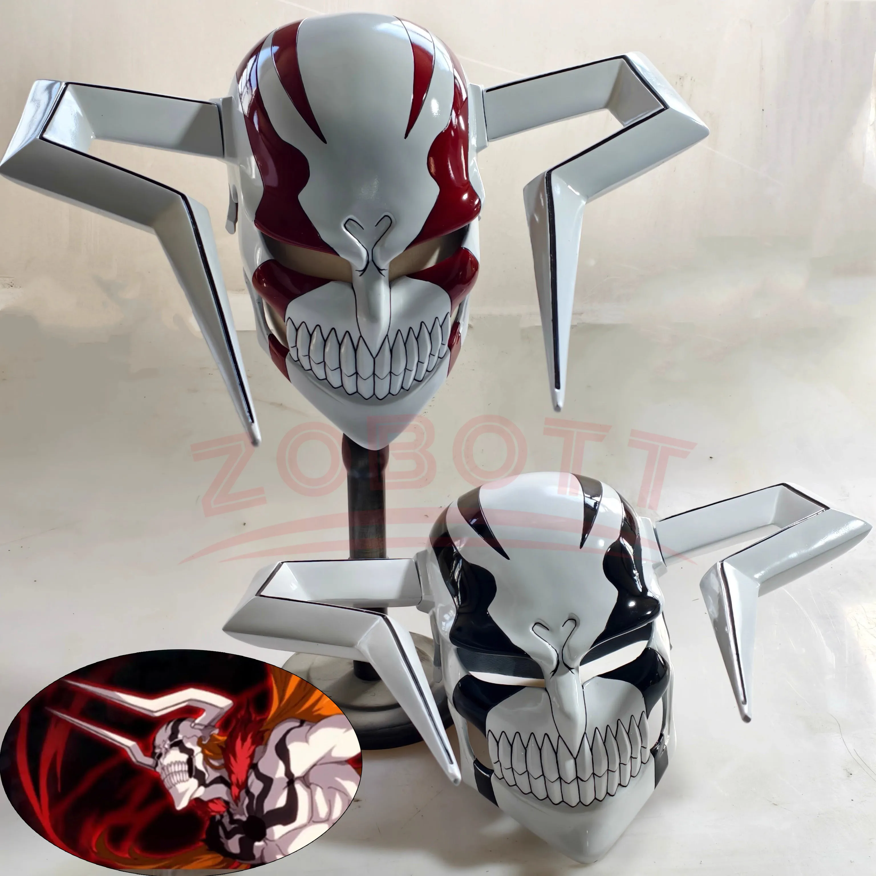 Japanische Anime Grim Reaper Kurosaki Ichigo Void Maske Bull Kopf Helm Festival Ball Cosplay Party Gesichtsmaske für Männer Frauen