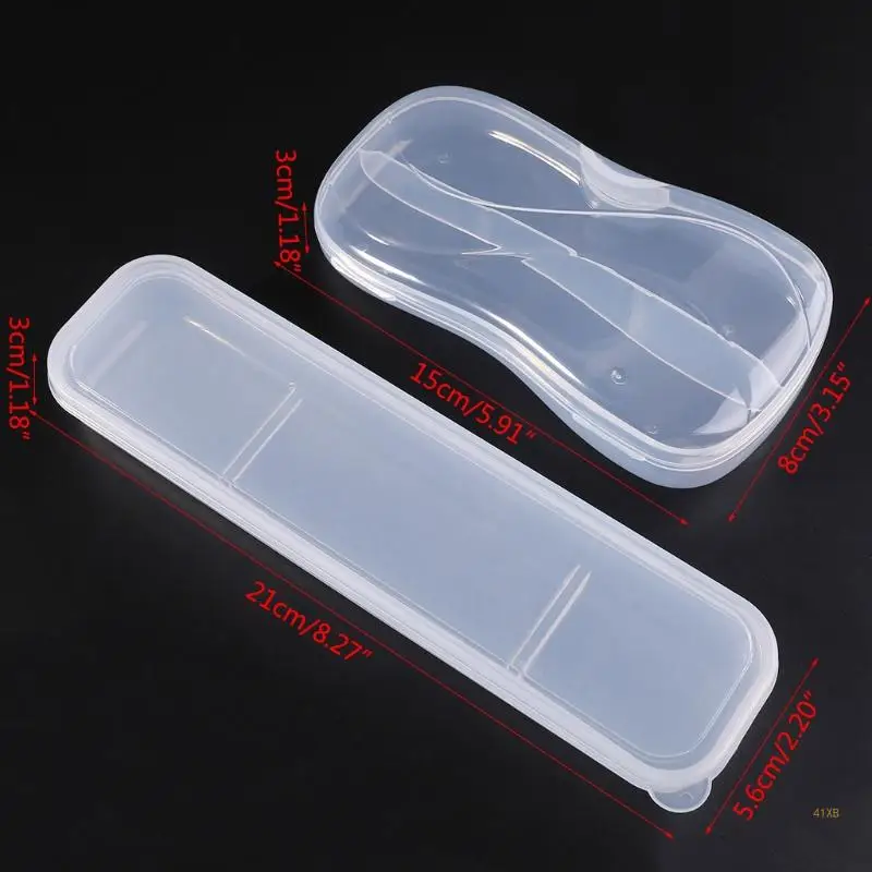 41XB Portable Transparent Plastic Tableware for Case Spoon Fork Storage Box Cutlery O