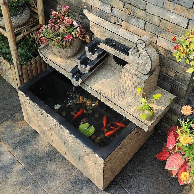 

Outdoor courtyard garden fish tank circulating water system landscape new Chinese landscaping decoration