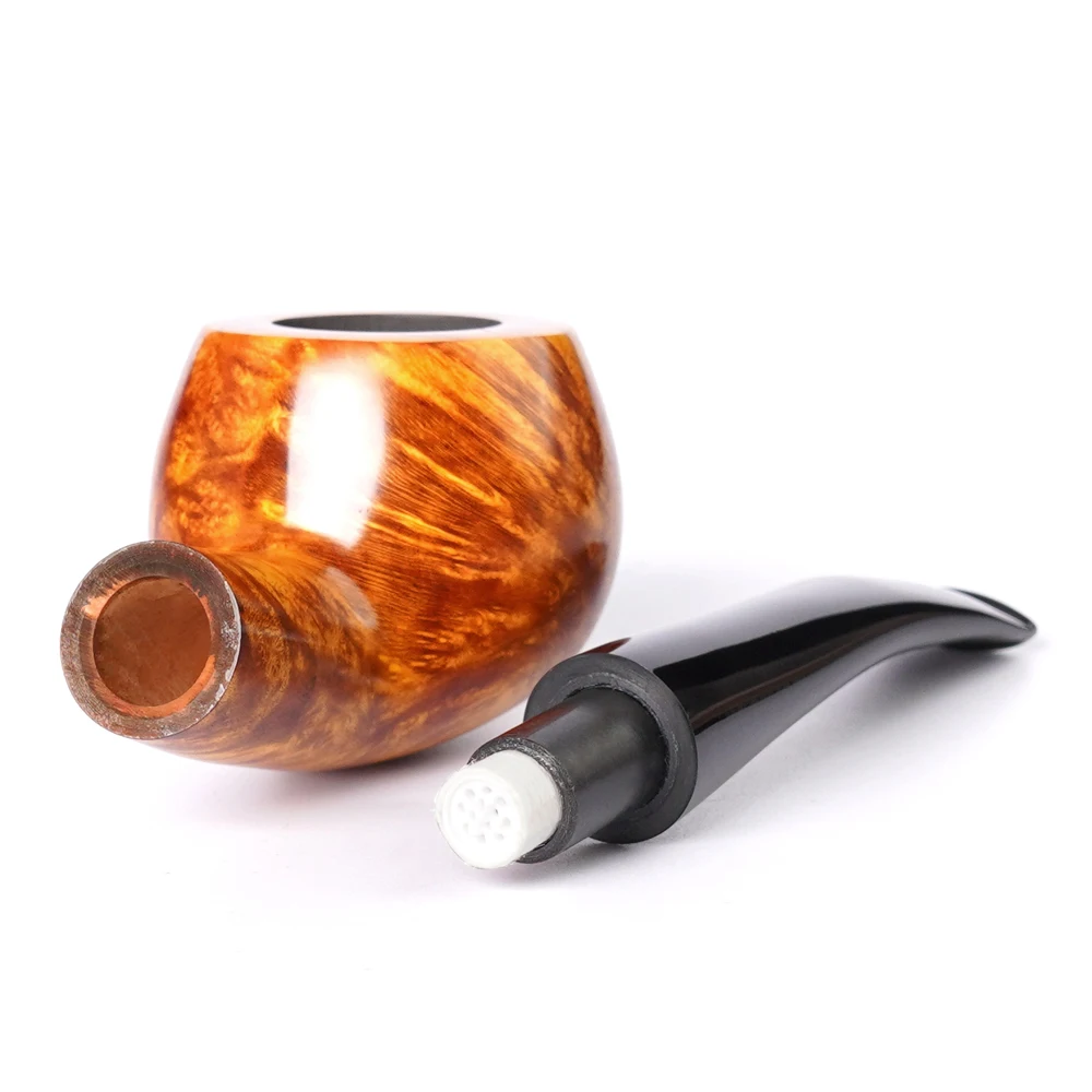 Imagem -05 - Handmade Briar Tobacco Pipe com Alça Curva Pequeno Tubo de Tomate Bocal Acrílico Pipe Channel Pai Presente Holmes mm