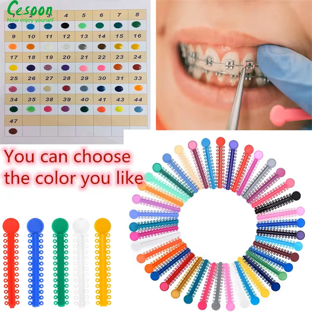 

Cesoon 1040Pcs/Pack Dental Orthodontic Ligature Ties Braces Elastic Rubber Bands Tooth Ortho Multiple Colors Dentistry Lab Tools