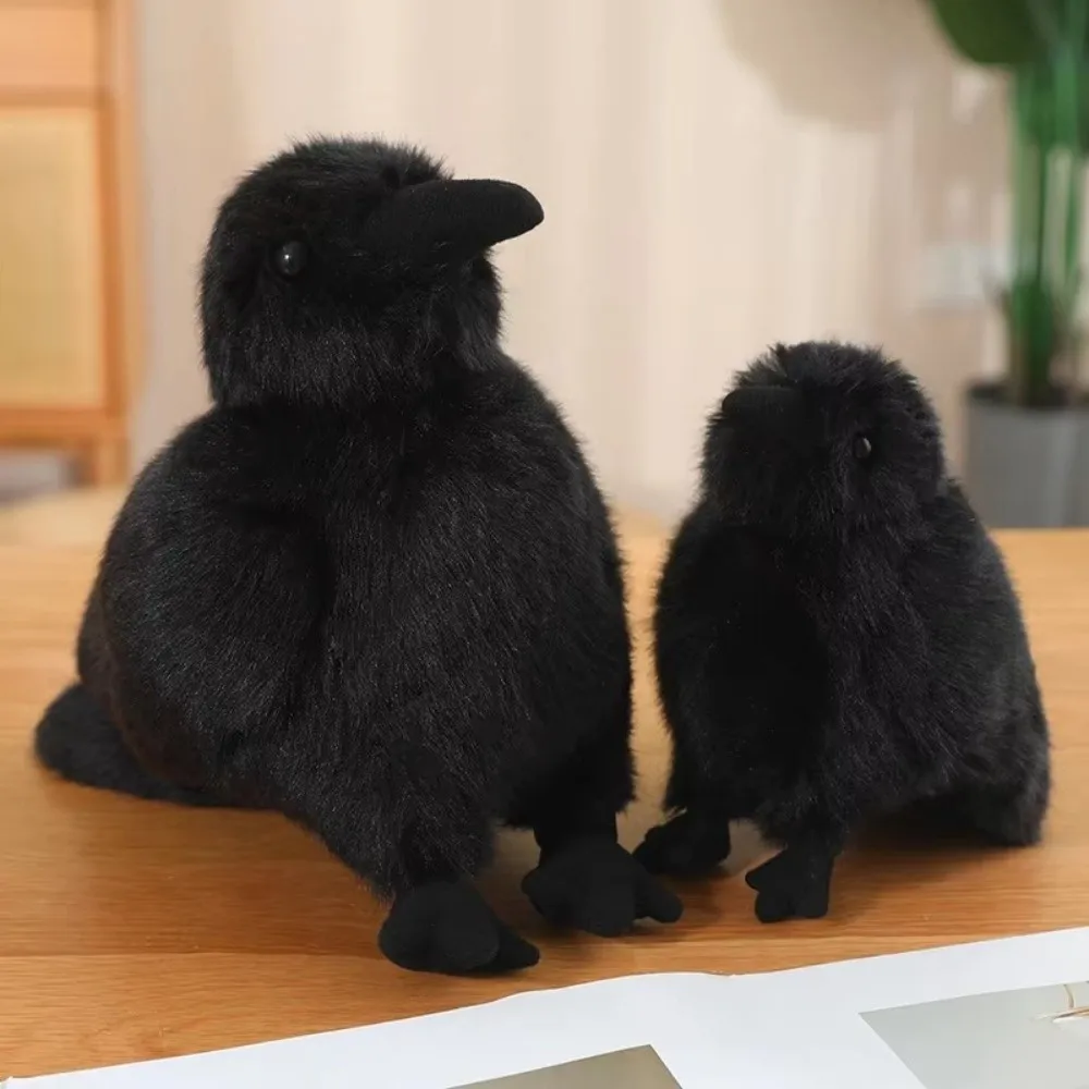 15cm Realistic Crow Plush Toy Soft Fabric Black Color Stuffed Crow Animal Creative Design Kawaii Style Bird Soft Doll Kids Play