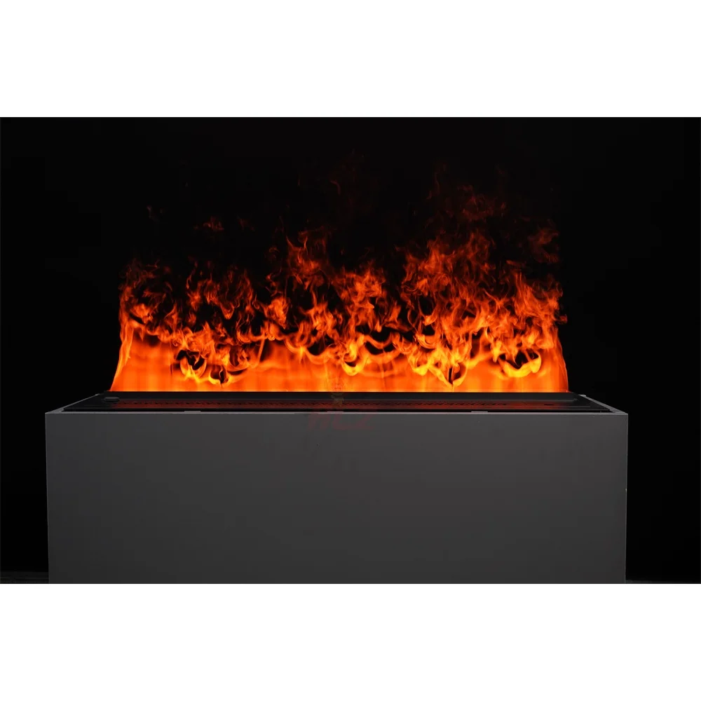 Water Vapor Fireplace, 150cm Metal Built-In Electric Fireplace, 3D LED Flame, Remote Control Decorative Insert Fake Fireplace
