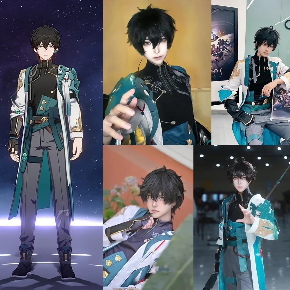 لعبة هونكاي عالية الجودة: ستار ريل ‌   Danheng تأثيري الشعر الاصطناعية أسود قصير الشعر مقلوب يوميا ارتفاع درجة الحرارة شعر مستعار الحرير