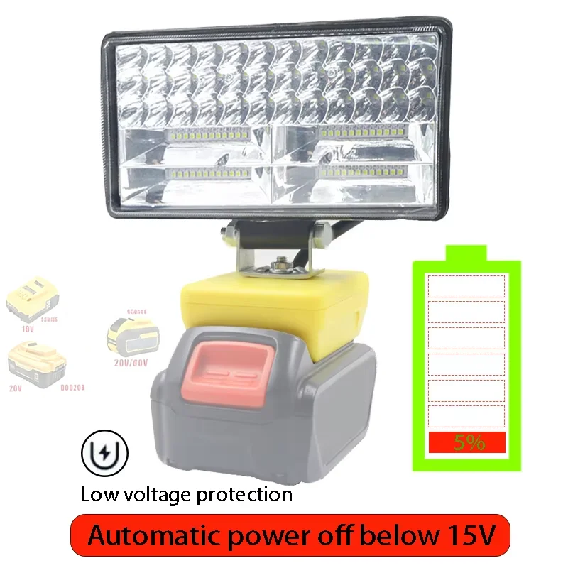 Electric Torch Spotlight Car LED Work Lights Flashlights For Dewalt 18V 20V 60V Li‑ion Battery DCB183 DCB206 DCB609