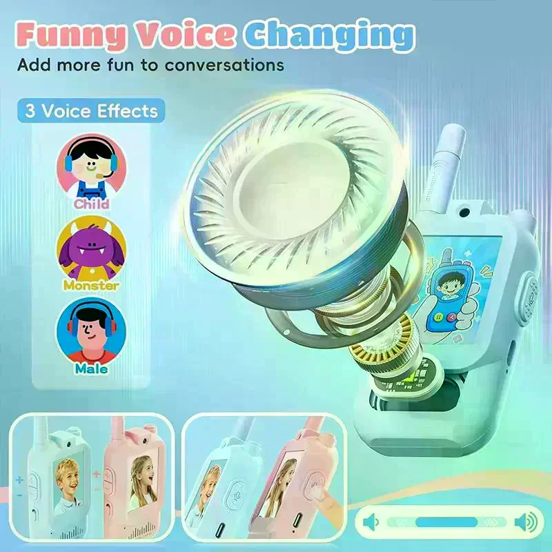 Video Walkie Talkies For Kids 2 Pack Rechargeable Intercom Walkie-talkie 2 Screen One-Click Call Child Video Intercom