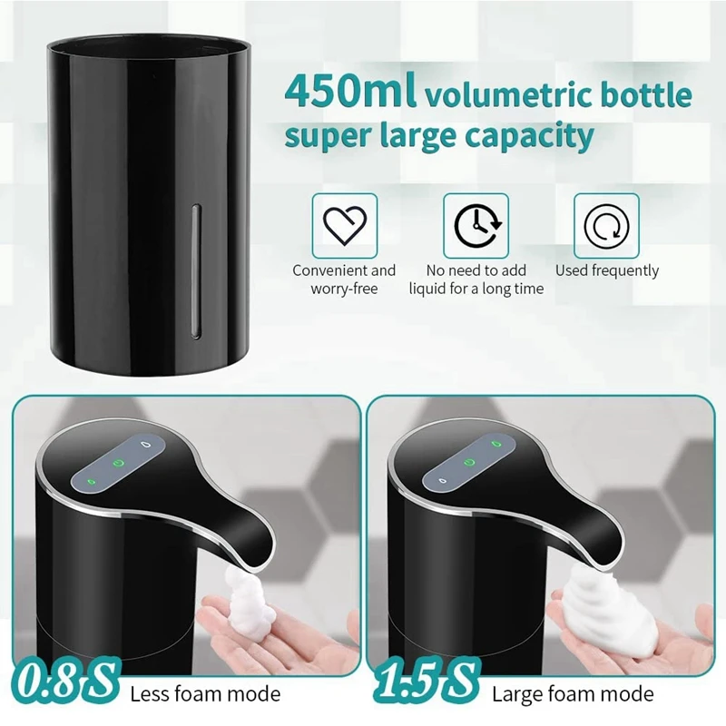 New Zai Xiao Soap Dispenser Automatic Touchless Soap Dispenser USB Rechargeable Electric Soap Dispenser 450ML Black Foam Soap Di