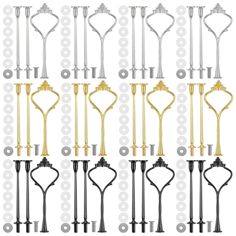 ABVC Hardware Kit 12 Sets 3 Tier Cake Stand Heavy Metal Tiered Trays Fittings For Dessert Cupcake Fruit Plate Serving
