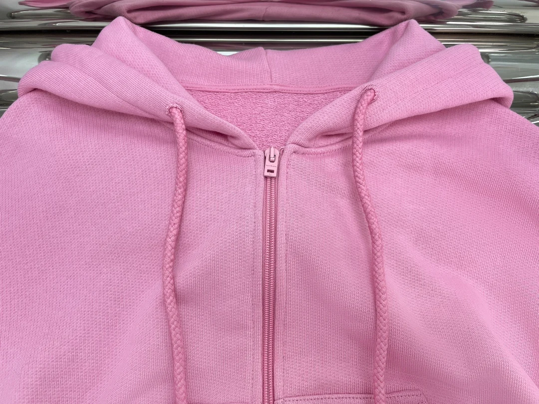 Fashion new pink hooded zipper sweatshirt