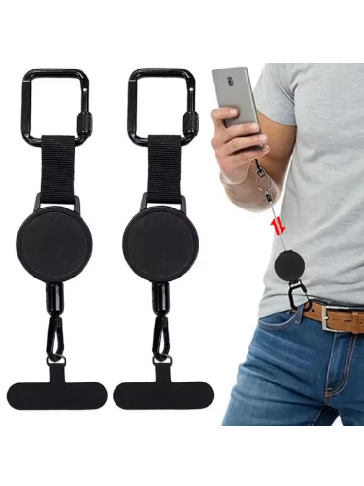 AliExpress NONE Retractable Anti-Theft Phone Holder Smartphone Safety Lanyard Stra with Carabiner Anti-Drop Harness for Hiking Cycling Climbing
