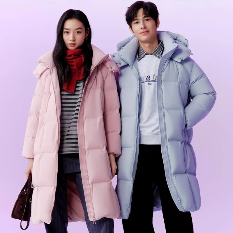 Chericom سترة منتفخة جديدة أوزة أسفل ملء الوقوف طوق يندبروف الأصفاد جيوب معطف سميكة طويلة ملابس خارجية Y318119Y