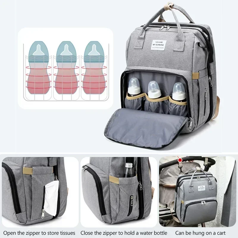 1pc Multi-Function Diaper Bag Backpack, Large Capacity with Insulated Pockets & Changing Mat, All-in-One Travel Solution