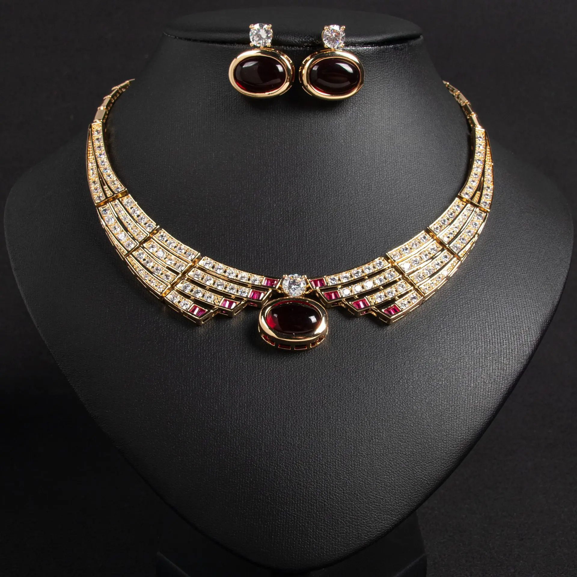Luxury Exquisite Bridal Necklace & Earrings Set Stunning Sparkly Jewelry for Wedding Party Evening Dress Formal Occasion