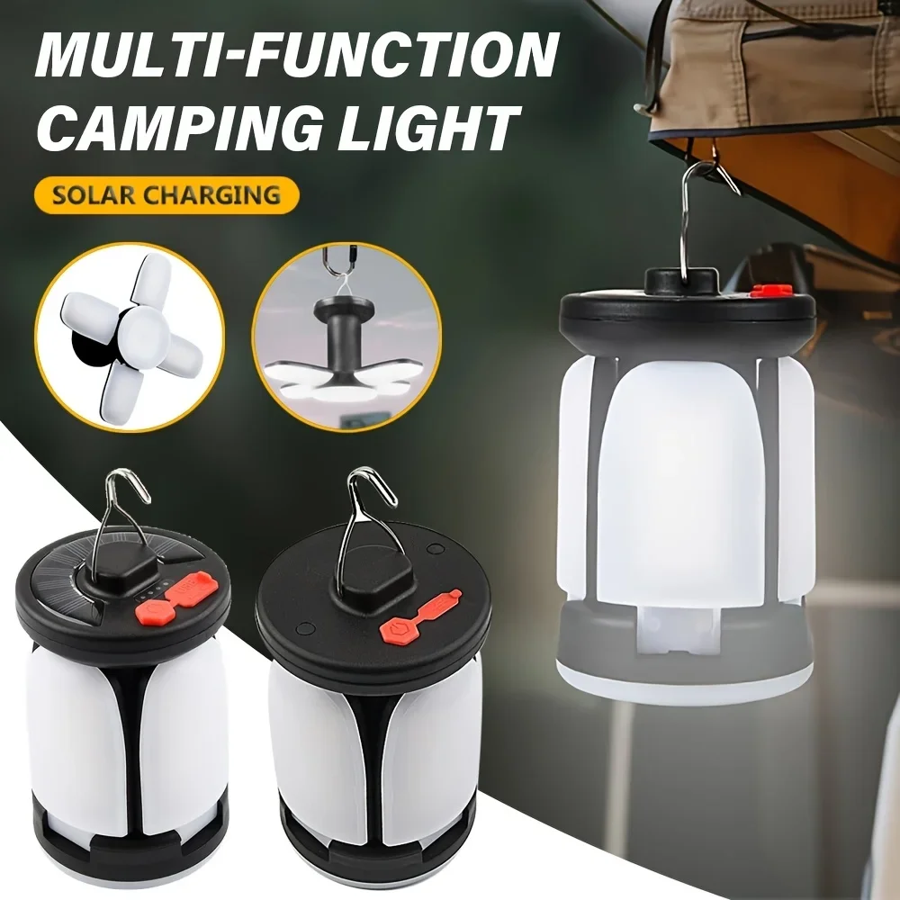 Emergency Outdoor Lighting LED Leaf Camping Lamp Hung Solar USB Rechargeable Tent Camping Lights Fishing Travel Lanterns