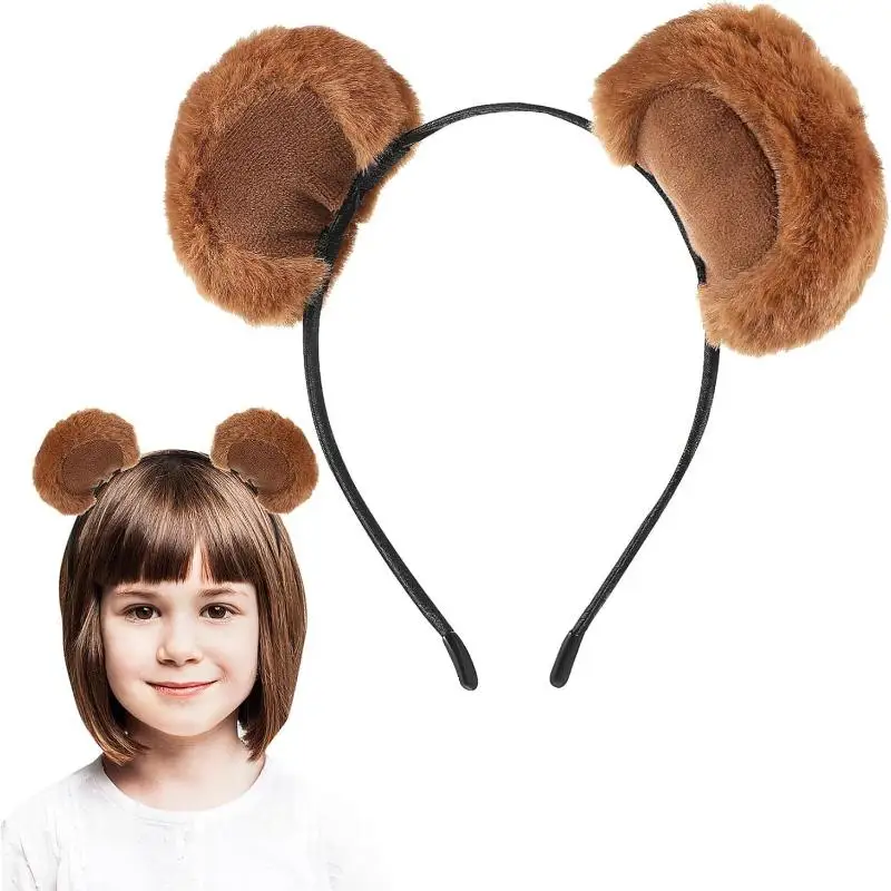 قطعة واحدة من عصابات رأس الدببة القطيفة - ناعمة ورائعة، إكسسوار للجنسين للاستخدام اليومي والحفلات التنكرية، هدية مثالية لجميع الأعمار