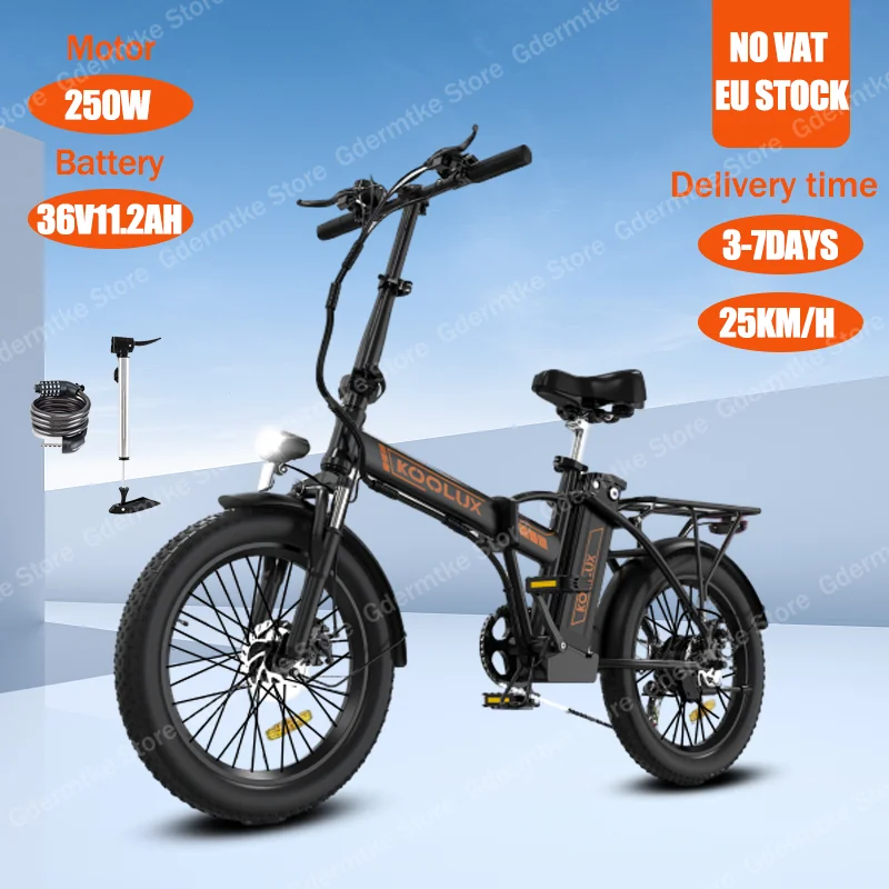 Folding Electric Bicycle 250W Brushless Motor 36V11.2AH Lithium Battery Electric Bike Disc Brake City 20 Inch Tire Adult E Bike