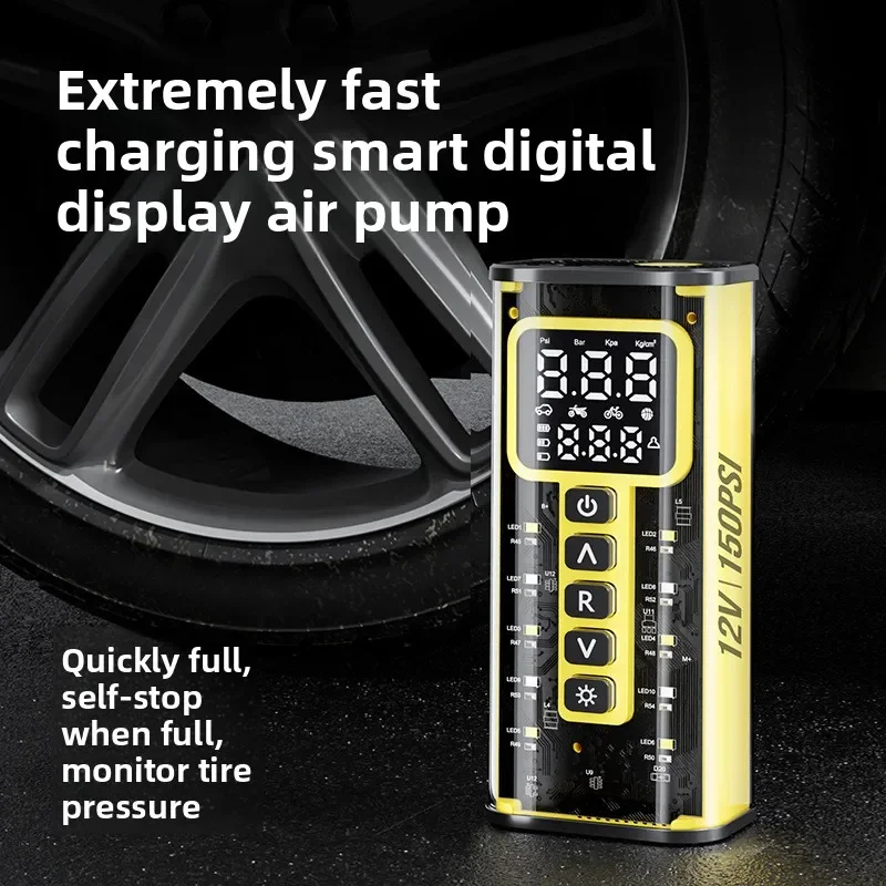 Intelligent Wireless Digital Display Electric Inflator - Portable Universal Tire Pump for Cars, Bicycles & More