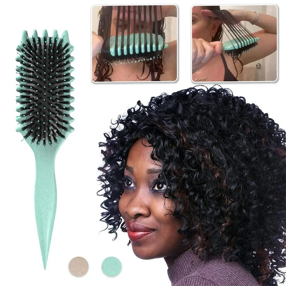 Curling Hair Brush Curls Styling Boar Bristle Detangling Hair Brush Anti Tangled Hair Comb Shaping Defining Curls Barber Salon