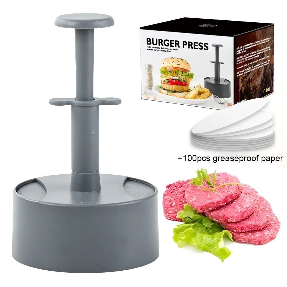 Yapışmaz Hamburger Patty Maker dolması burger sığır Veggie Maker kalıp ile 100 Patty kağıtları Hamburger kalıp et mutfak gereçleri