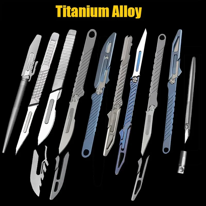 Ultra Light Titanium Alloy Scalpel Carving Knife Animal Scalpel Multifunctional Express Out Of The Box Tool Give Away Knife Lid