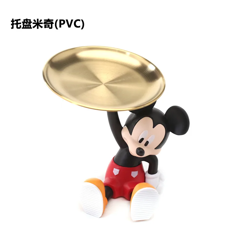Bandeja Decorativa de Mickey Mouse de Disney - Linda Figura de Mickey con Bandeja de Metal Dorado, Estatua de PVC para Guardar Llaves, Joyas y Bocadillos