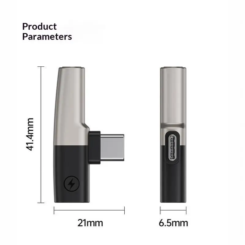 2 in 1 USB C to 3.5mm Headphone Charging Adapter PD Fast Charge Noise Reduction Audio Converter for Gaming Phone Use