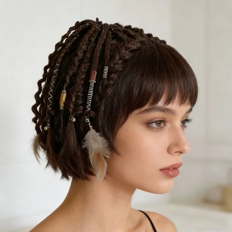 Elastische Dread-Pferdeschwanz-Haarverlängerung für Frauen und Männer, modisches Haar-Accessoire, Haarteil, geflochtene Y08E – Detail 5
