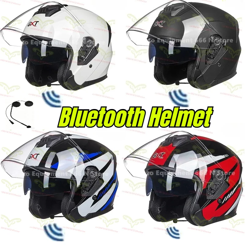 

GXT Open Face Motorcycle Helmet with Bluetooth Headset,Double Visor Wireless Moto Helmet Built-in Speakers casco moto