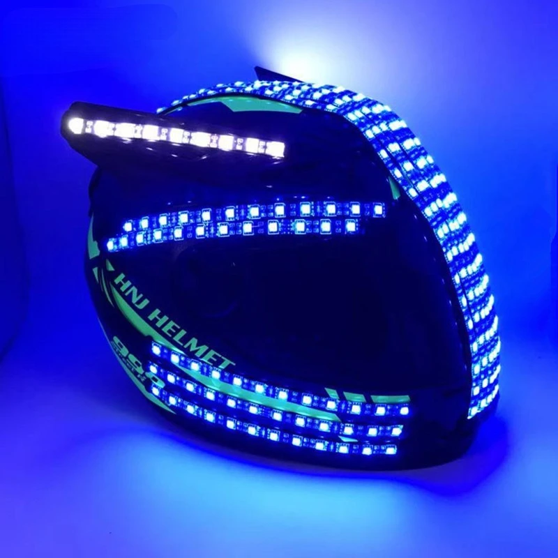 LED Glowing Helmet Rock Punk Fluorescent Flashing Helmet Mask Party Nightclub Stage Performance Prop Cosplay Headwear